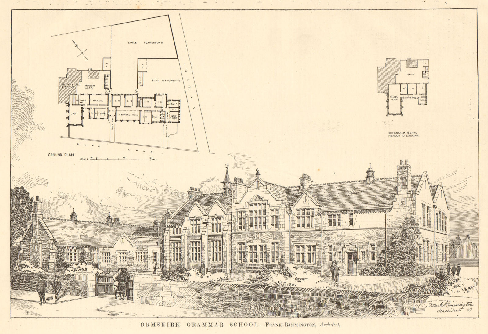 Ormskirk Grammar School, Ruff Lane. Frank Rimmington Architects. Lancashire 1907